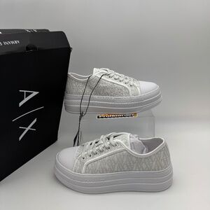 NEW Armani Exchange Logo Patterned Platform Sneakers